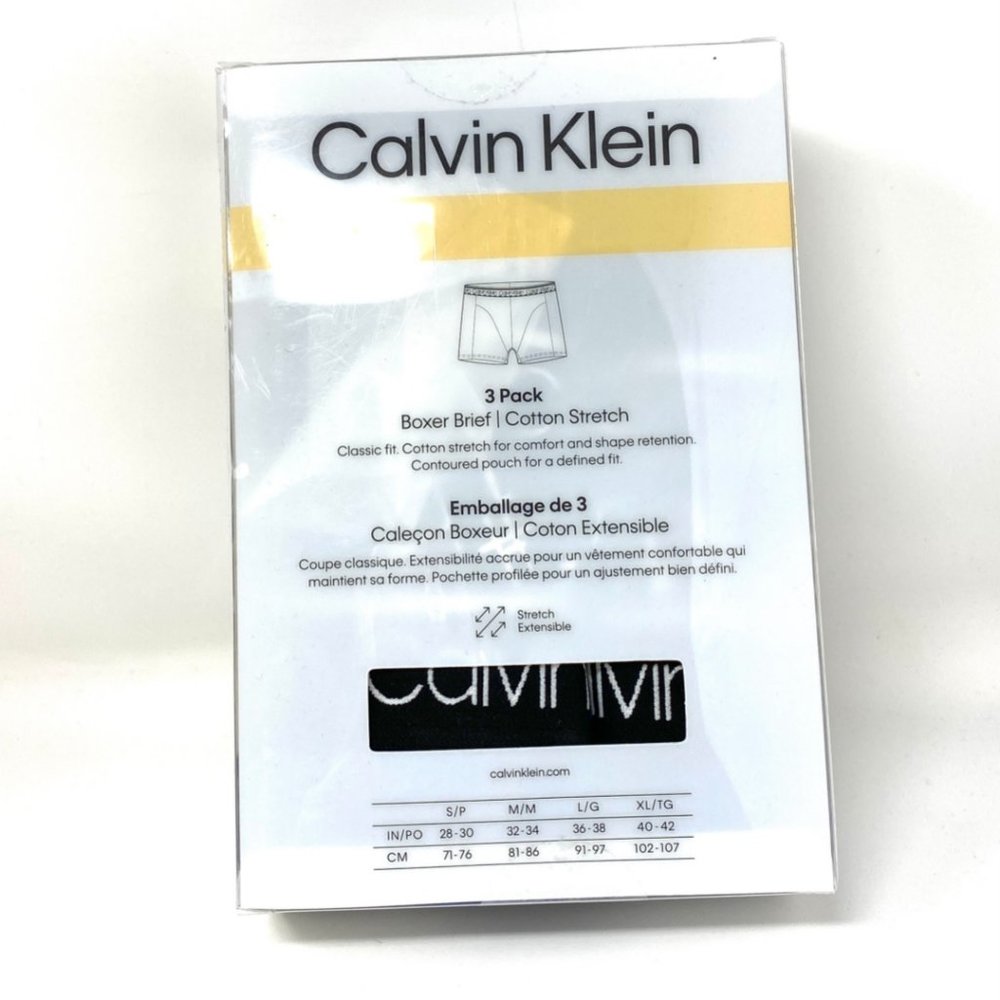 Calvin Klein 3 Pack Men's Size NP24220432 Cotton Stretch Boxer Briefs Black Blue - Picture 6 of 8